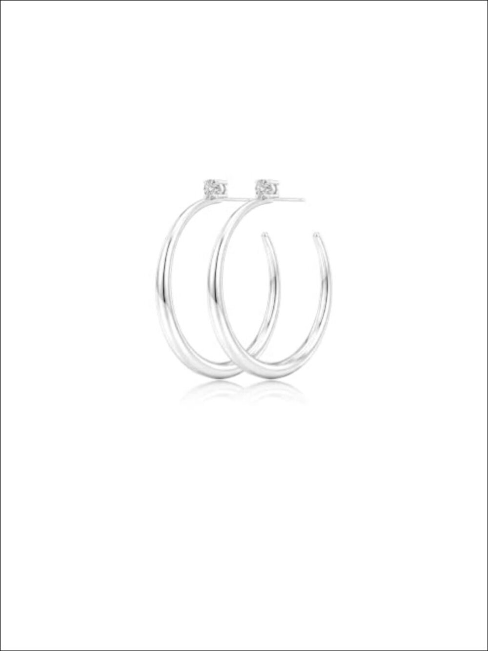 925 Sterling Silver Chunky Hoop Earrings 50mm Lightweight Large